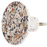 Pat&egrave;re murale ronde motif terrazzo polyr&eacute;sine &Oslash;8cm