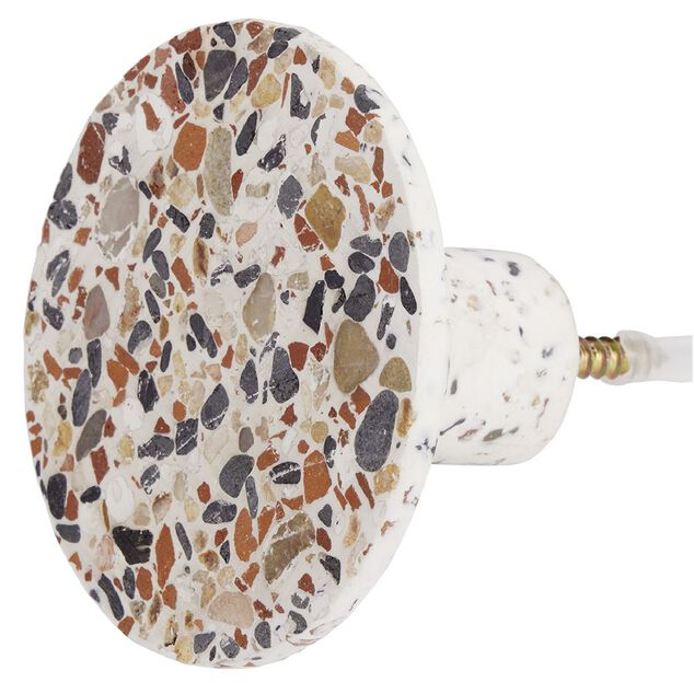 Pat&egrave;re murale ronde motif terrazzo polyr&eacute;sine &Oslash;8cm