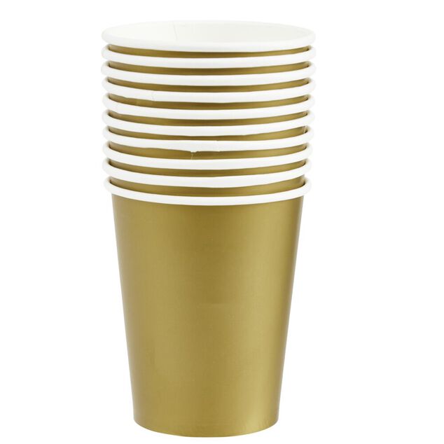 Gobelet en carton X10 pcs 20 cl &Oslash;7XH13 cm dor&eacute;