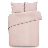 Parure de lit 2 personnes 220x240cm rose uni avec volants