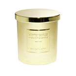 Bougie avec couvercle pot m&eacute;tallis&eacute; dor&eacute; senteur vanille bourbon 25H