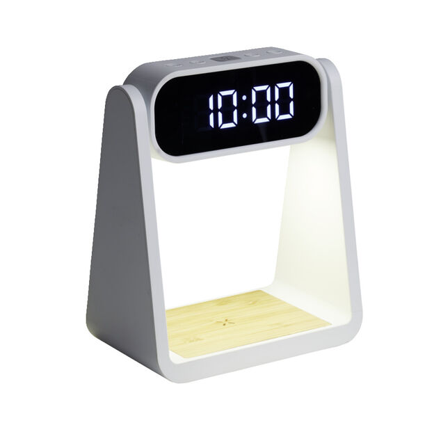 Lampe LED 3en1 horloge num&eacute;rique et chargeur &agrave; induction