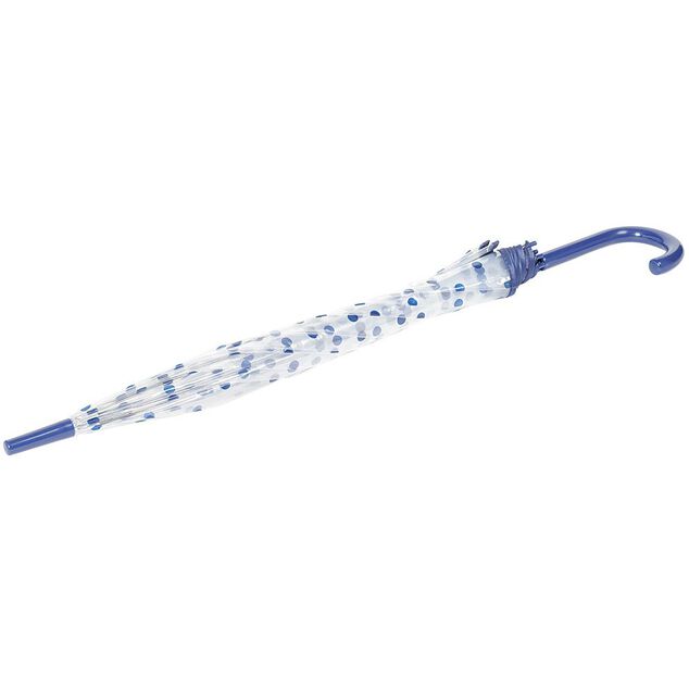 Parapluie canne transparent &agrave; pois bleus