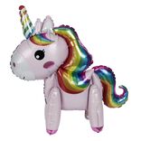 Ballon alu licorne rose et multicolore H56cm