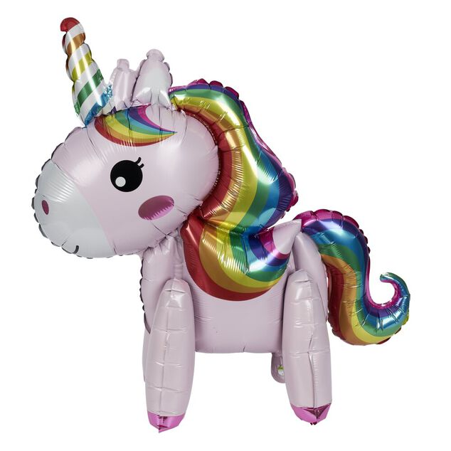 Ballon alu licorne rose et multicolore H56cm