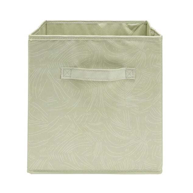 Pani&egrave;re de rangement Box Cube cartonn&eacute;e vert motif nature d'oie 31x31xH29cm