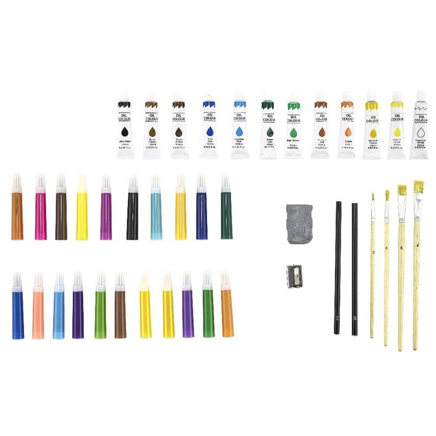 Coffret artiste en bois dessin et peinture 174 pi&egrave;ces