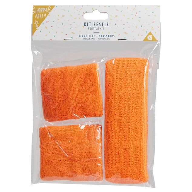 Kit festif 2 bandeaux de poignet et 1 de t&ecirc;te - 4 coloris