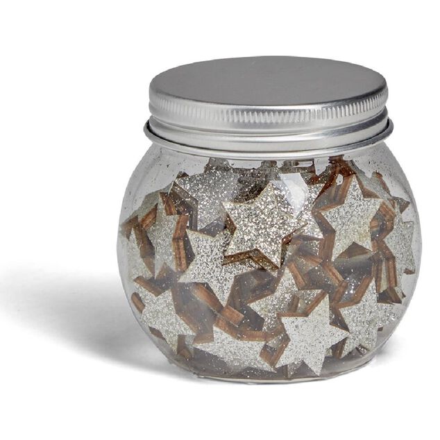 &Eacute;toile d&eacute;coration de table bois paillet&eacute; dor&eacute; ou argent&eacute; x80 - 2 mod&egrave;les