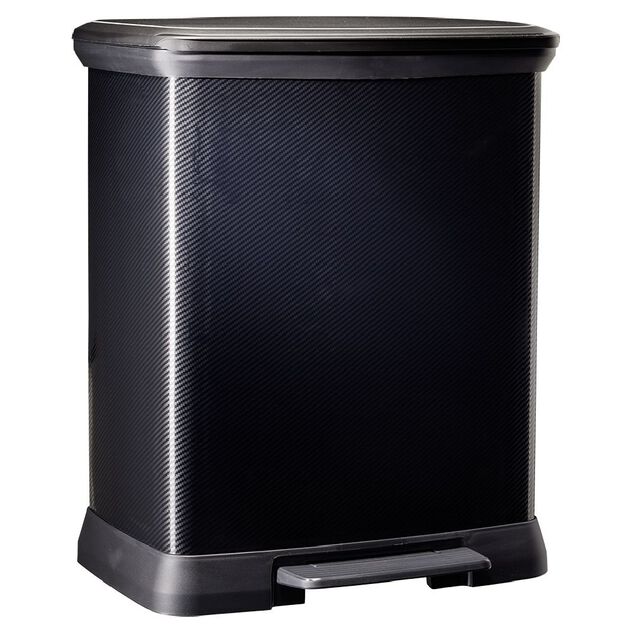 Poubelle &agrave; p&eacute;dale plastique noir carbone 30L