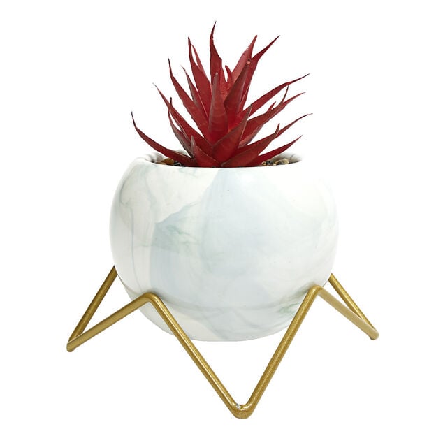 Fleur artificielle avec support en c&eacute;ramique 15x9,7xH8,8cm