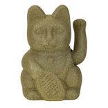 Chat porte-bonheur velours vert 11xH15x9cm