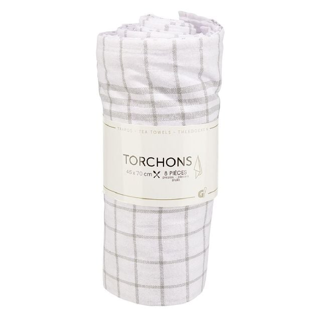 Torchon &agrave; carreaux x8