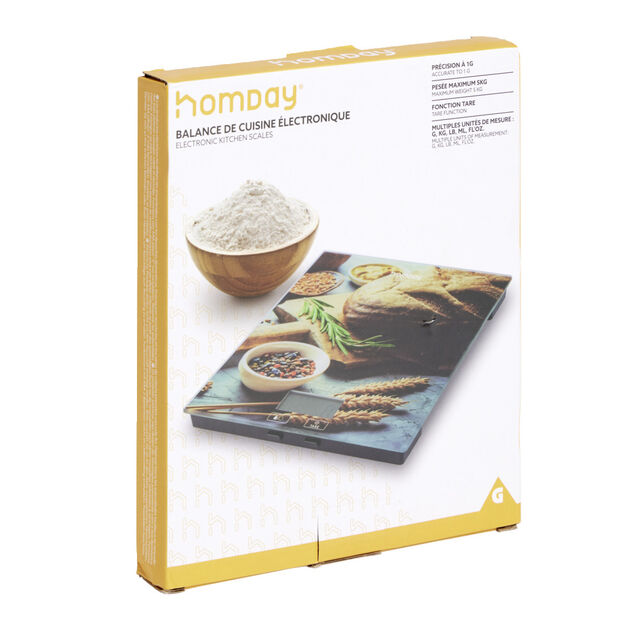 Balance de cuisine LCD 5kg &agrave; motifs 18x21cm