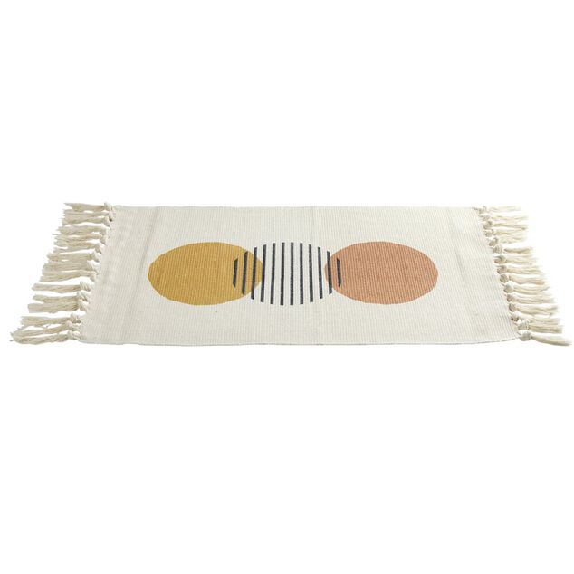 Tapis salle de bain à franges design ronds 45x70cm