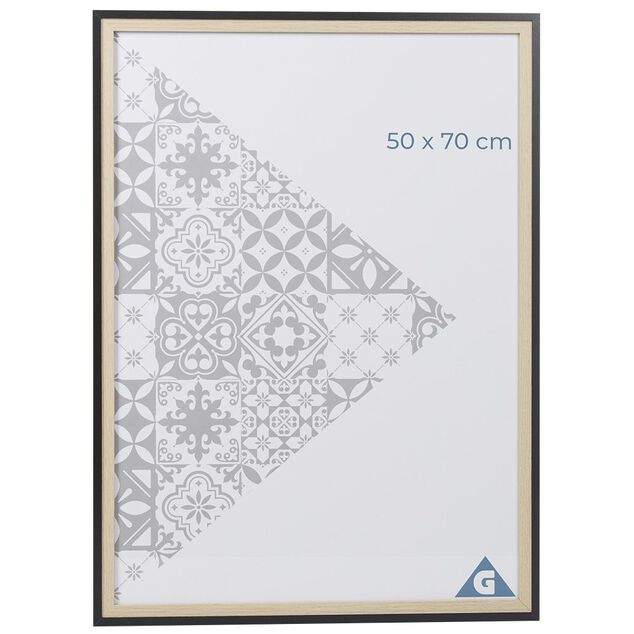 Cadre photo bois naturel et noir 54x74cm pour photo 50x70cm