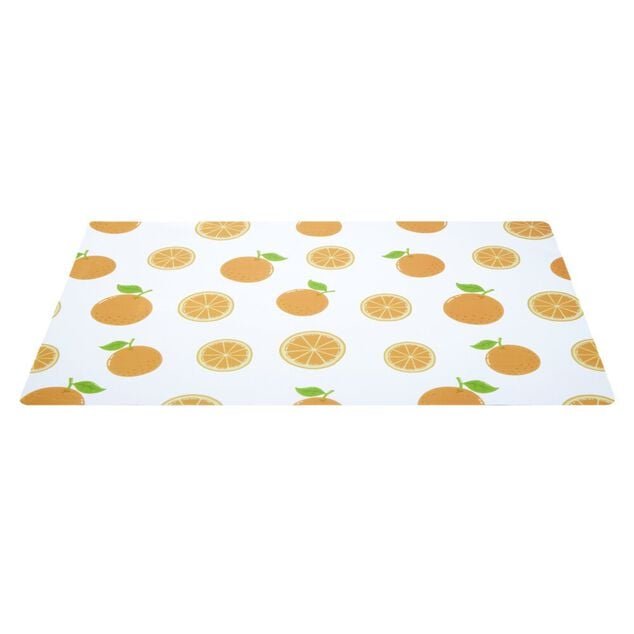 Set de table rectangulaire plastique blanc motif orange 30x40cm