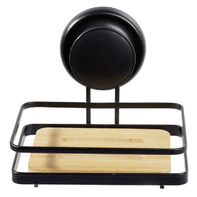 Porte savon bambou m&eacute;tal noir