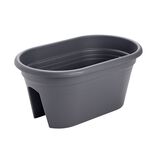 Jardini&egrave;re balcon ovale plastique noir 49x29,5xH22,5cm