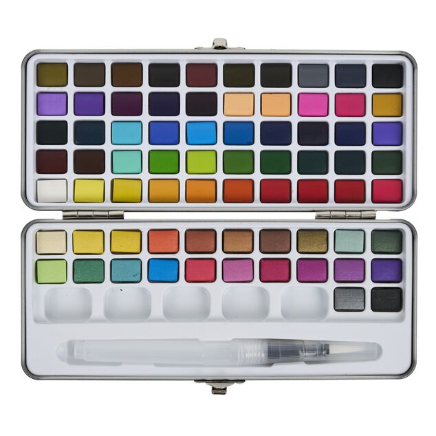 Kit peinture aquarelle 72 couleurs avec pinceau &agrave; r&eacute;servoir d'eau