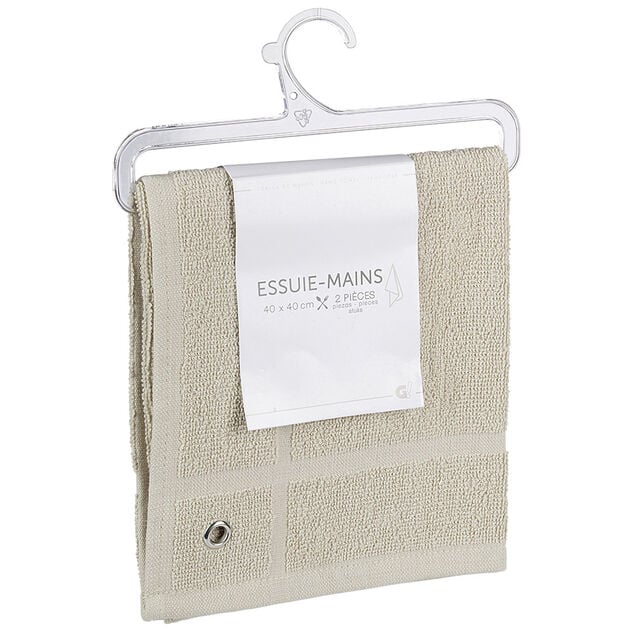 Essuie main carré 40x40 cm uni beige x2