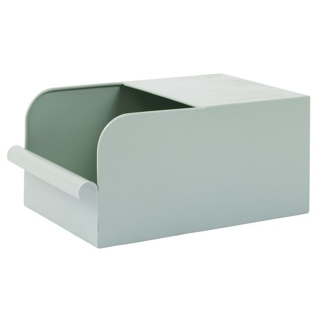 Bac de rangement en m&eacute;tal vert - L17,5 x l25 x H12,5 cm