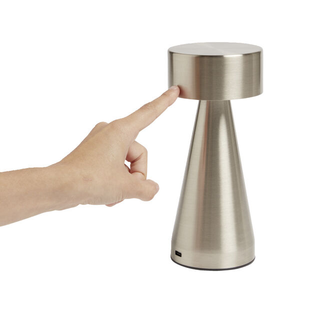Lampe de table Squari USB tactile gris argent&eacute; &Oslash;9,5xH22,5cm