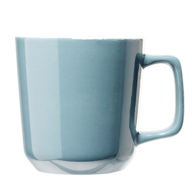 Tasse en gr&egrave;s carr&eacute;e bleu avec anse &Oslash;9,4xH10cm 420ml