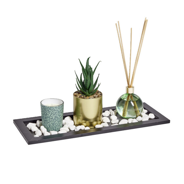 Coffret senteur bougie/plateau/diffuseur/plante artificielle