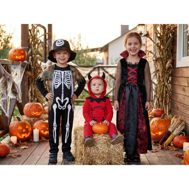 D&eacute;guisement b&eacute;b&eacute; Halloween petit diable polyester rouge et noir 18/24M