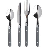 M&eacute;nag&egrave;re 16 pi&egrave;ces inox manche plastique gris