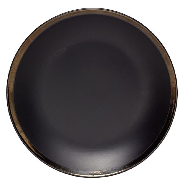 Assiette plate fa&iuml;ence bord liser&eacute; dor&eacute; &Oslash;27cm (2 mod&egrave;les)