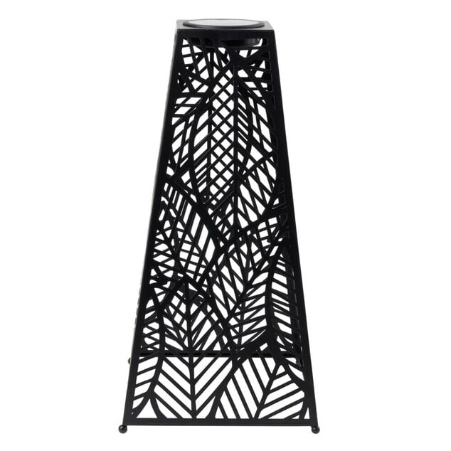 Lanterne solaire &agrave; poser m&eacute;tal ajour&eacute; noir 25x25xH50cm
