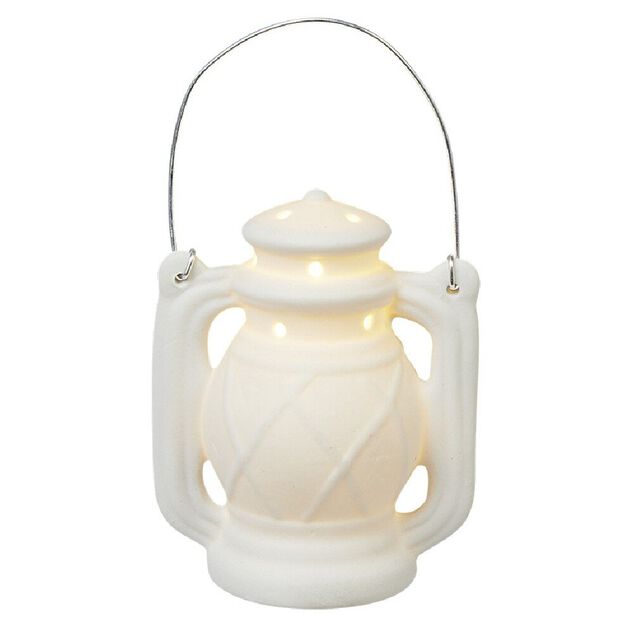 Lanterne LED en c&eacute;ramique blanche