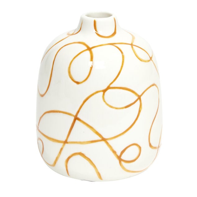 Vase en c&eacute;ramique motif courbe &Oslash;7,5xH9,5cm (3 mod&egrave;les)