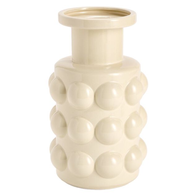 Vase c&eacute;ramique bubble boule &Oslash;16xH28cm (2 mod&egrave;les chrom&eacute; ou beige)