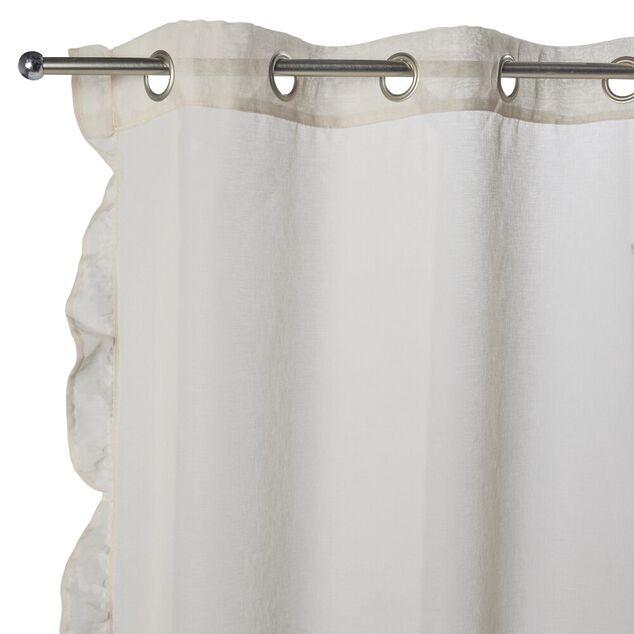 Voilage &agrave; oeillets 140x240cm contour &agrave; volant polyester beige