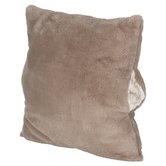 Coussin chauffe-mains uni doux 45x45cm (2 mod&egrave;les)