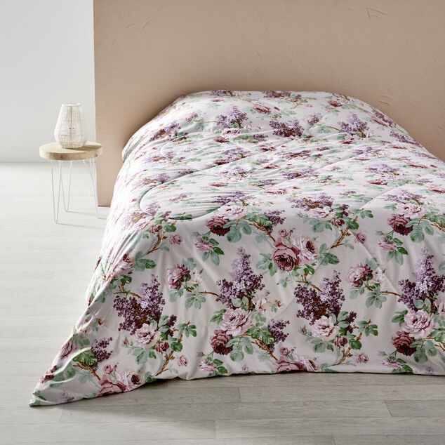 Couette imprim&eacute; roses 240x220cm polyester
