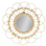 Miroir soleil rosace rond rotin et osier Ø30cm