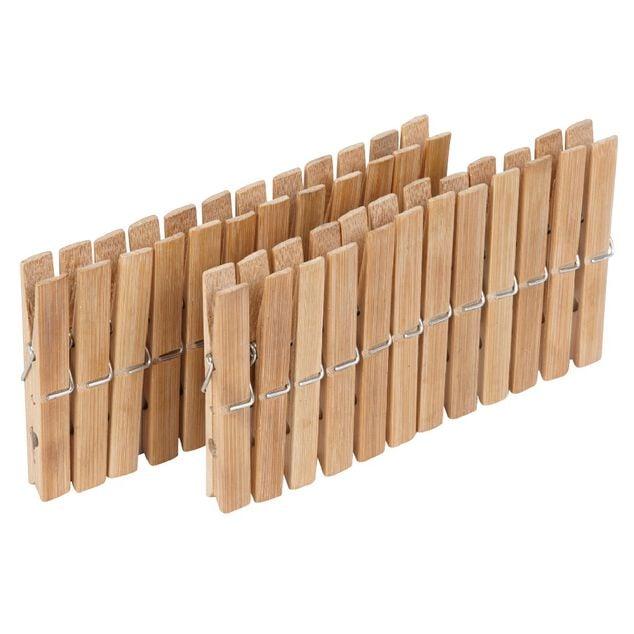 Pince &agrave; linge bambou naturel x24