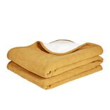 Plaid sherpa et côtelé jaune 130x160cm