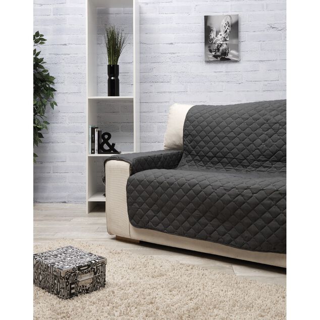 Prot&egrave;ge canap&eacute; 3 places gris fonc&eacute; uni