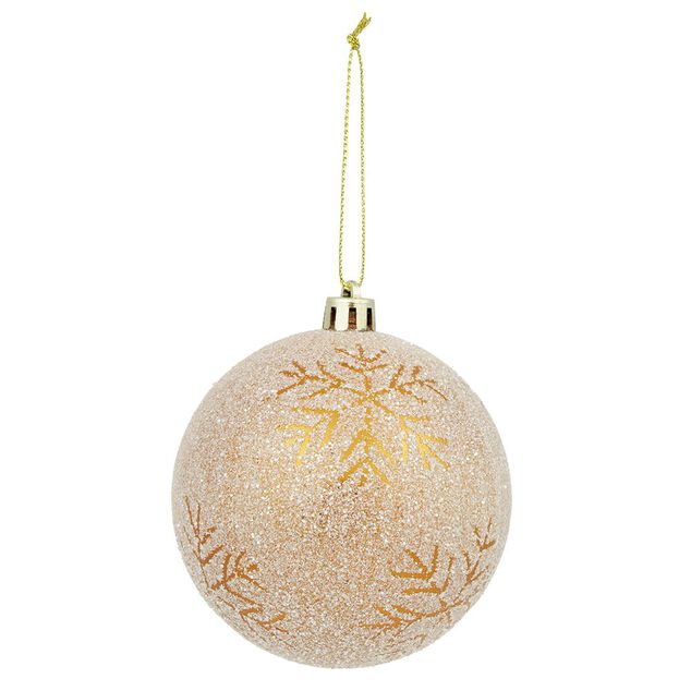 Boule de Noël effet neige sur couleur cuivre Ø8 cm