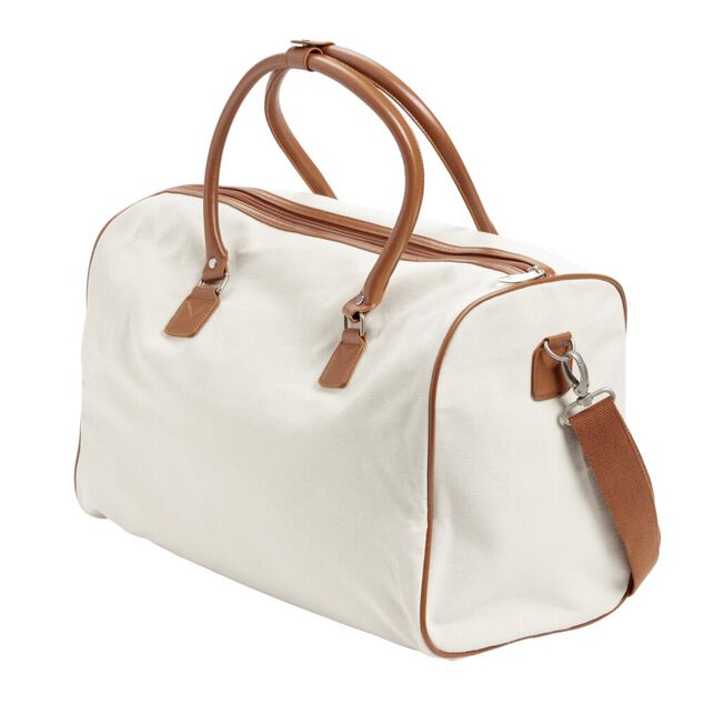 Sac de voyage canevas beige et marron 49x24xH31cm
