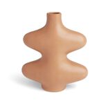 Vase forme organique c&eacute;ramique marron L15x7xH18cm