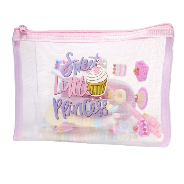 Trousse avec bonbons 50g et accessoires princesse 14,5x22,5cm (2 mod&egrave;les)