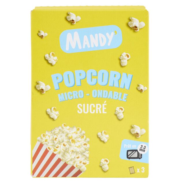 Popcorn sucr&eacute; micro-ondes Mandy 3x80gr