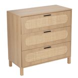 Console en bois et rotin Kanna 3 tiroirs 80x40xH80cm