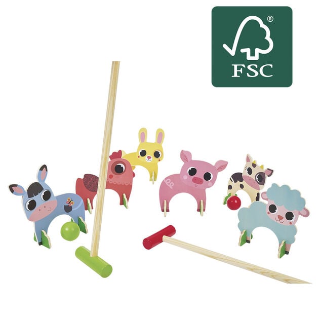 Jeu de croquet animaux en bois certifi&eacute; FSC&reg;